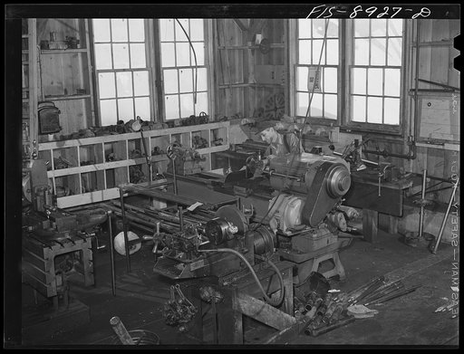 Ben Bow chromite mine, Stillwater County, Montana. Machine shop