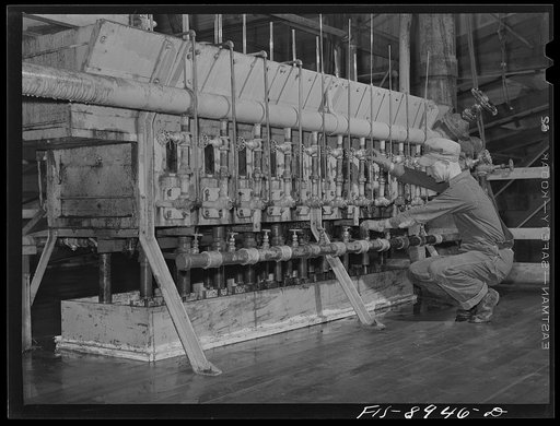Ben Bow chromite mill, Stillwater County, Montana. Hydraulic classifier which separates the ore during processing into several different components of varying degrees of fineness