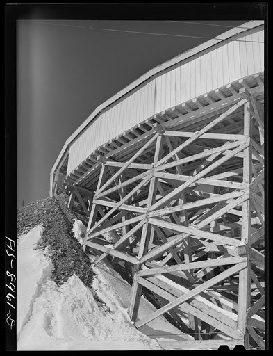Ben Bow chromite mine, Stillwater County, Montana. Trestle for the ore cars