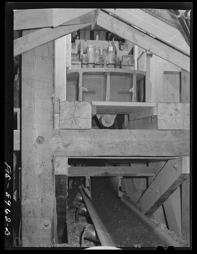 Ben Bow chromite mine, Stillwater County, Montana. Jaw crusher which gives preliminary crushing to chrome ore