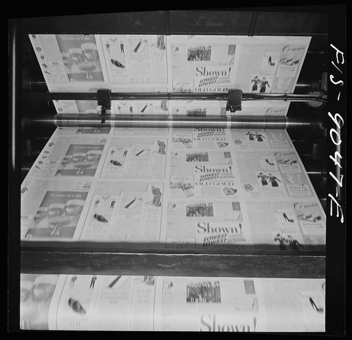 New York, New York. Pressroom of the New York Times newspaper. Presses start rolling