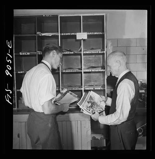 New York, New York. Photographic department of the New York Times newspaper. The Times syndicates its photographs all over the world; sends some by clipper to Europe daily
