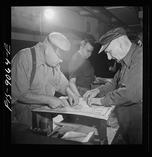 New York, New York. Stereotype room of the New York Times newspaper. Packing mats with felt to obtain clean-cut casting