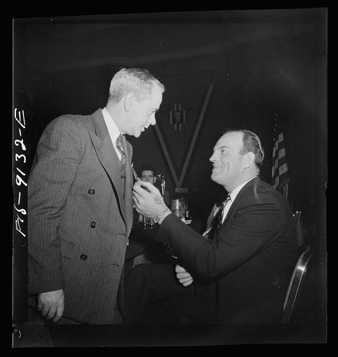 New York, New York. Marine and shipbuilding workers' convention. A friendly word between President Green, and Curran, President of the Maritime Union who was guest speaker