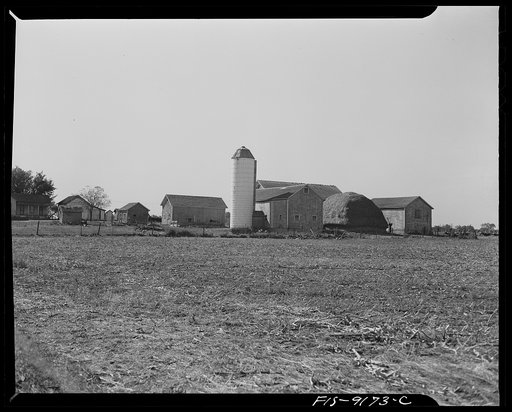 Ann Arbor (vicinity), Michigan. Farm and haystack