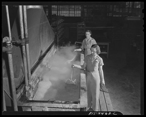 De Soto bomber plant, Detroit, Michigan. General view of dipping bath cleaning pipes of grease and acid