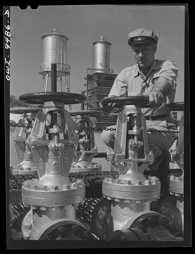 Tulsa, Oklahoma. Operating valve which controls the flow at the Great Lakes pumping station