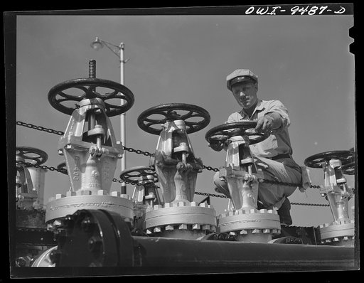 Tulsa, Oklahoma. Operating valve which controls the flow at the Great Lakes pumping station