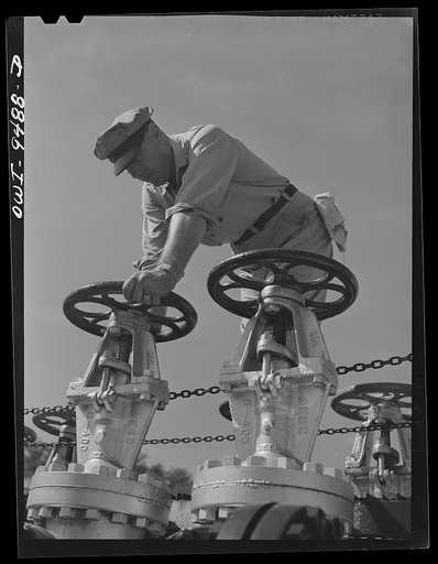 Tulsa, Oklahoma. Operating valve which controls the flow at the Great Lakes pumping station