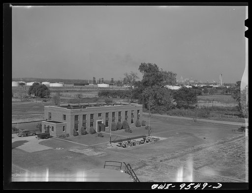 Tulsa, Oklahama. Valve manifold and pump house at the Tulsa station of the Great Lakes pipeline company