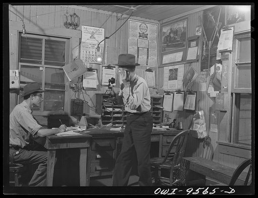 Tulsa, Oklahoma. In the yard master's office at the Frisco railroad