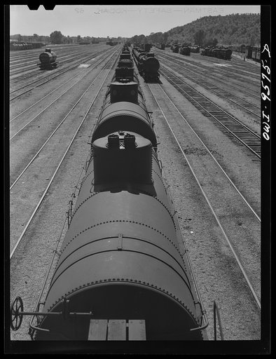 Tulsa, Oklahoma. Oil tank cars in the railroad yards
