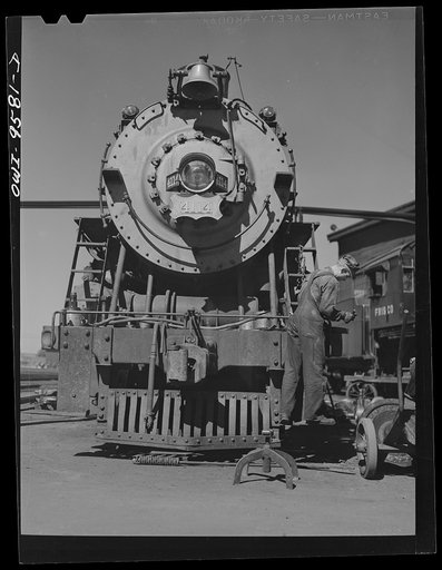 Tulsa, Oklahoma. Engine in the roundhouse for repairs