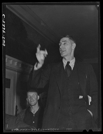 Butte, Montana. Member of the Butte miners' union speaking from the floor at a meeting