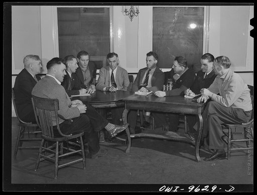 Butte, Montana. Committee meeting at the Butte miners' union