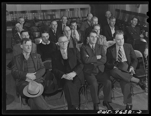 Butte, Montana. Meeting of the engineers' union. Although the engineers work at the mines in Butte, they have their own union which cooperates closely with the miners' union