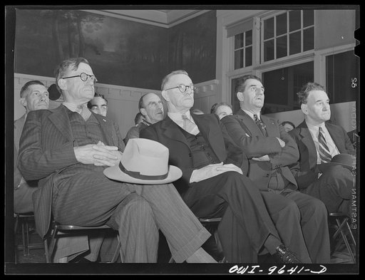 Butte, Montana. Meeting of the engineers' union. Although the engineers work at the mines in Butte, they have their own union which cooperates closely with the miners' union