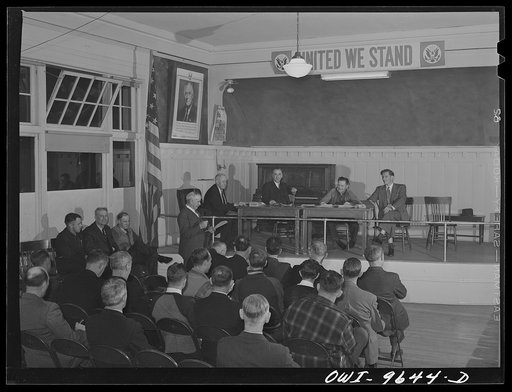 Butte, Montana. Meeting of the engineers' union at Union Hall