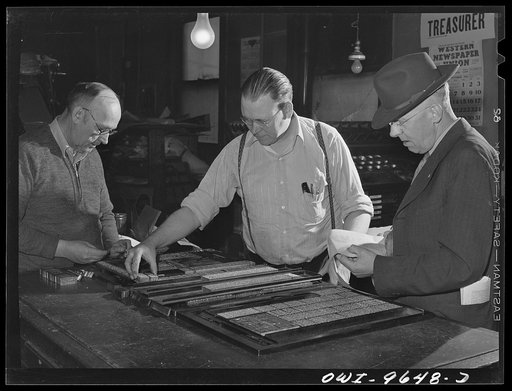 Butte, Montana. Setting up the miners' union newspaper