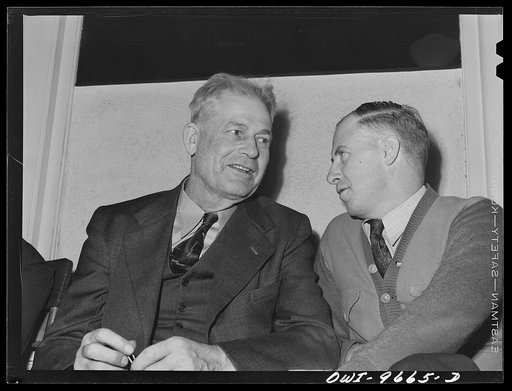 Butte, Montana. Two members of the engineers' union at a meeting