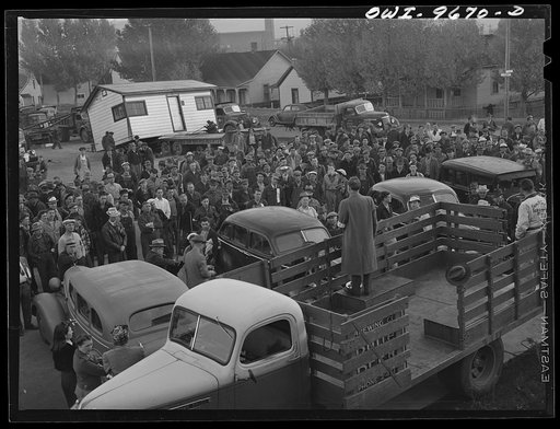 Untitled photo, possibly related to: Butte, Montana. Governor Sam Ford of Montana addressing the volunteer workers at the scrap salvage campaign