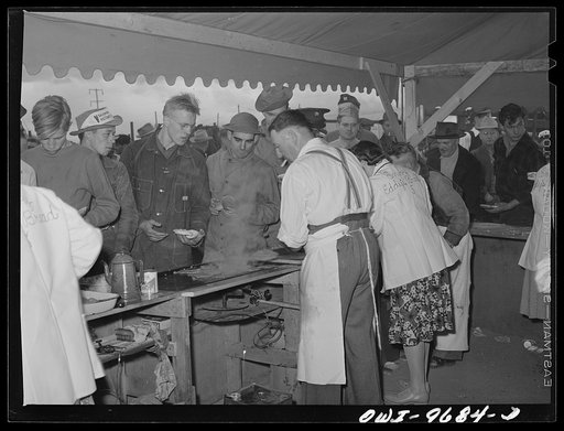 Butte, Montana. Serving free lunch to volunteer workers at the scrap salvage campaign