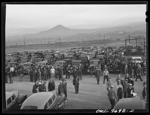 Untitled photo, possibly related to: Butte, Montana. Waiting for the start of the scrap salvage campaign