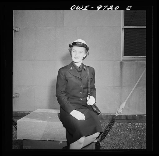 New York, New York. WAVE (Women Auxiliary Volunteer Emergency Service) uniform modeled by a girl from the Powers Agency