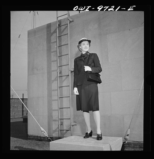 New York, New York. WAVE (Women Auxiliary Volunteer Emergency Service) uniform modeled by a girl from the Powers Agency