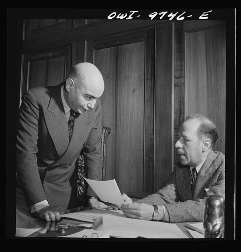 Untitled photo, possibly related to: Washington, D.C. The Egyptian Legation on Massachusetts Avenue. Mahmoud Hassan, minister from Egypt, conferring with a member of his staff