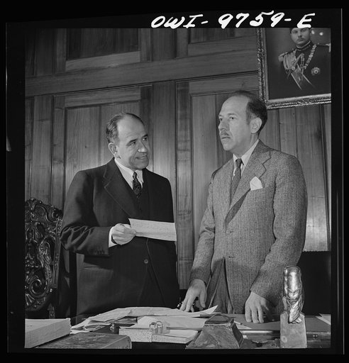 Untitled photo, possibly related to: Washington, D.C. The Egyptian Legation on Massachusetts Avenue. Mahmoud Hassan, minister from Egypt, conferring with a member of his staff
