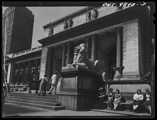 New York, New York. Public library at Fifth Avenue and Forty-first Street