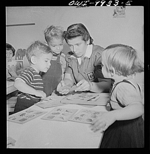 New York, New York. Children's Colony, a school for refugee children administered by a Viennese. Three-year-olds of all nations playing games in English