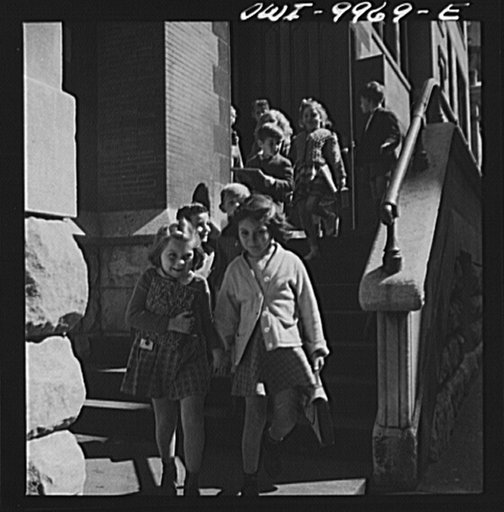New York, New York. Children's Colony, a school for refugee children administered by a Viennese. Refugee children, after learning English at Children's Colony, attend public school