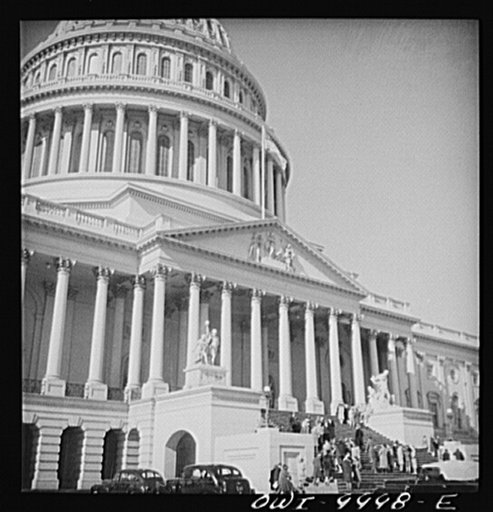 Washington, D.C. Under the auspices of the Bureau of University Travel and the National Capital School Visitors' Council, over 200 high school students chosen for their intellectual alertness visited Washington for a week. On the Capitol steps