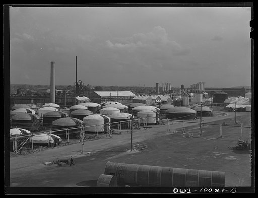 Tulsa, Oklahoma. Storage tanks at the Mid-continent refinery