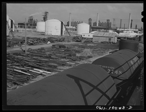 Untitled photo, possibly related to: Tulsa, Oklahoma. Scrap iron and salvageable material at the Mid-continent refinery
