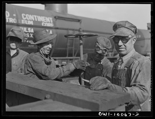 Untitled photo, possibly related to: Tulsa, Oklahoma. Tank cars at the Mid-continent refinery