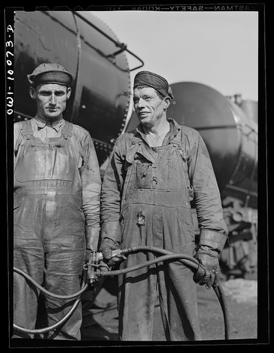 Untitled photo, possibly related to: Tulsa, Oklahoma. Workers at the Mid-continent refinery