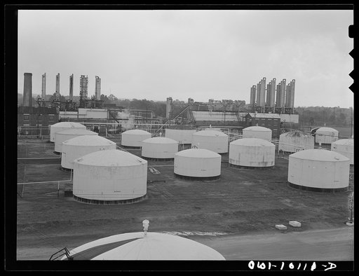 Tulsa, Oklahoma. Storage tanks at the Mid-continent refinery