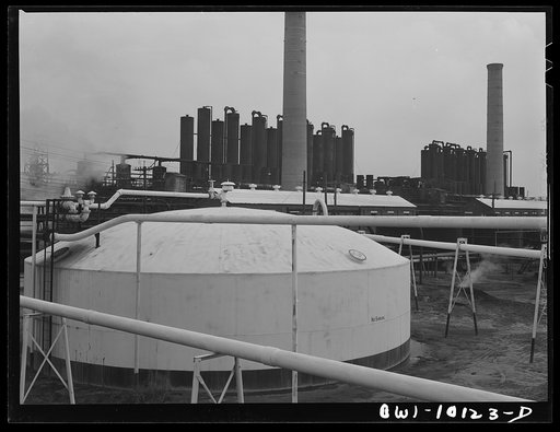 Tulsa, Oklahoma. Storage tanks and pipelines at the Mid-continent refinery
