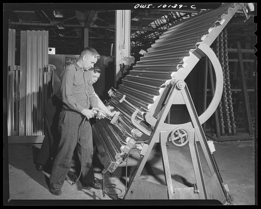 De Soto bomber plant. Detroit, Michigan. Drilling operation on center section