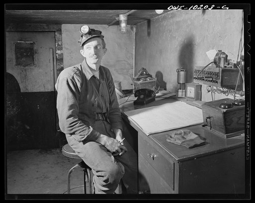 Untitled photo, possibly related to: Pittsburgh, Pennsylvania (vicinity). Montour no. 4 mine of the Pittsburgh Coal Company. Dispatching booth where the complex system of track is controlleds.