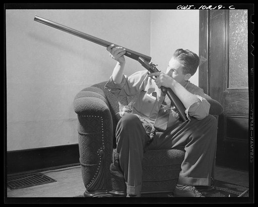 Pittsburgh, Pennsylvania (vicinity). Montour no. 4 mine of the Pittsburgh Coal Company. Assistant superintendent getting ready for a hunting trip