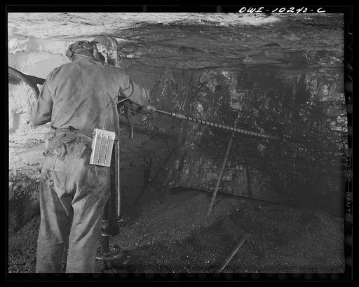 Pittsburgh, Pennsylvania (vicinity). Montour no. 4 mine of the Pittsburgh Coal Company. Drilling before blasting