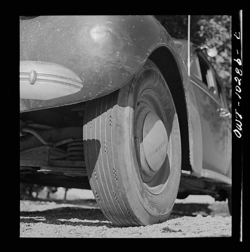 Montgomery County, Maryland. Tire of farmer's car