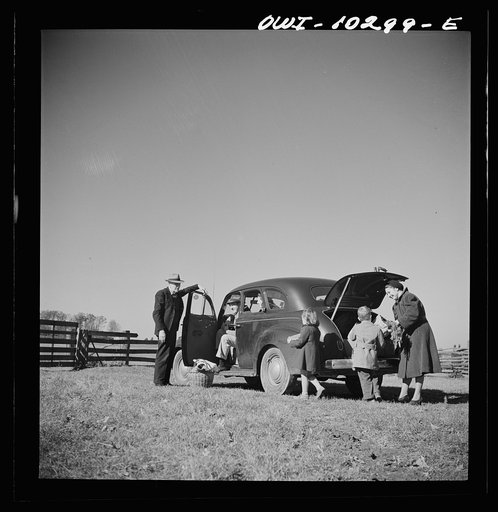 Montgomery County, Maryland. Farmers sharing a car on market day