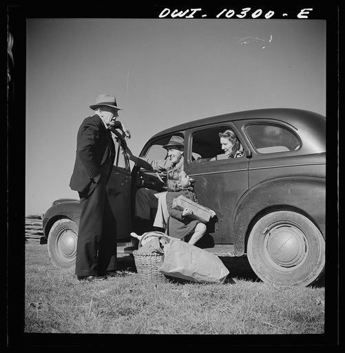 Montgomery County, Maryland. Farmers sharing a car on market day