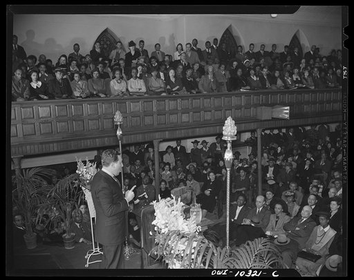 Washington, D.C. Clayton Powell addressing the citizens' committee mass meeting