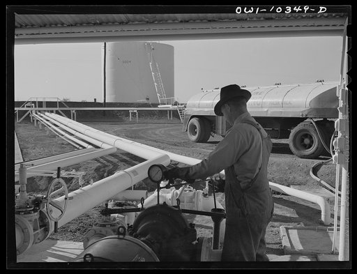 Storage tank and pipeline system at a loading rack at the Phillips gasoline plant